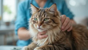 7. Caring of a domestic cat of large breed.